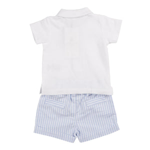 Mintini SS25 Polo Top & Shorts Set 6316 White/Sky