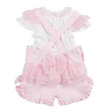 Load image into Gallery viewer, Mintini SS25 Top &amp; Short Dungaree Set White / Pink 6406