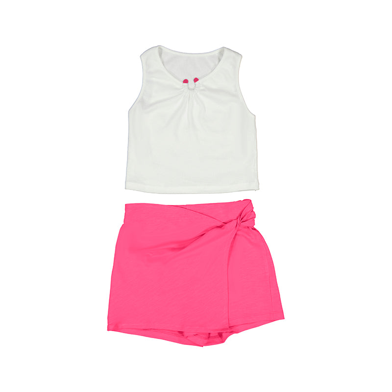 Mayoral SS25 Junior girls Shorts Set 6224 Hibiscus