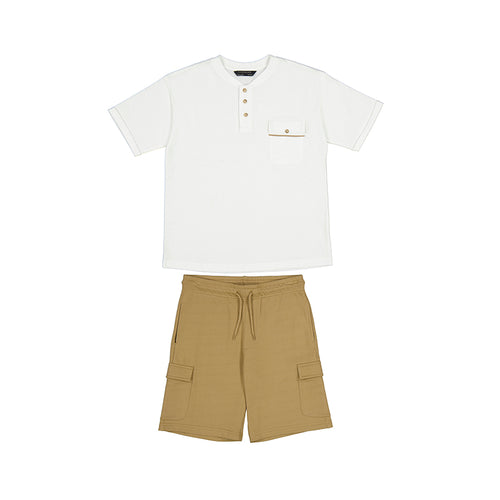 Mayoral SS25 Junior Boys shorts set 6676 Camel