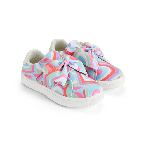 ADee SS25 Printed Bow Trainer Bowie 104 Pink Gloss