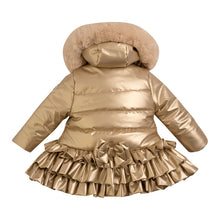 Load image into Gallery viewer, Little A AW23 Fur Trimmed Padded Jacket - Faith - 401 Gold
